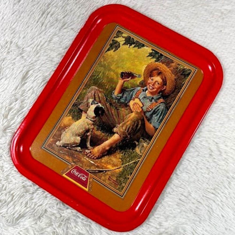 Vintage Coca-Cola Norman Rockwell BAREFOOT BOY Metal Tray